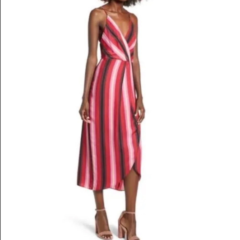 WAYF Pink stripe high low tank dress | perfect wedding guest dress